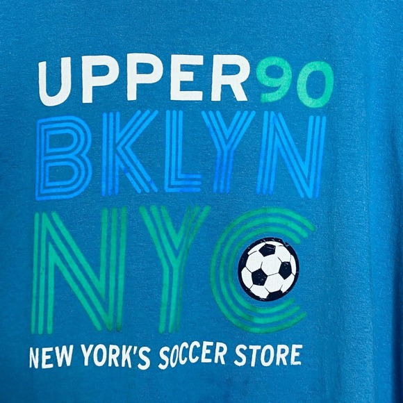 Gildan Women's T-Shirt Soft Style Blue Crew Neck Brooklyn Soccer Store Size M - Picture 1 of 4